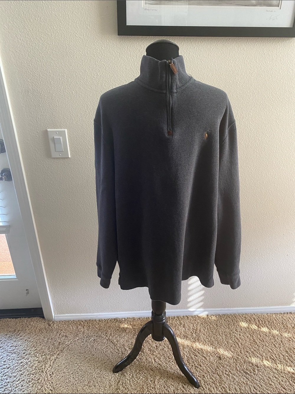 Polo by Ralph Lauren Men’s Charcoal Half-Zip Pullover Sweater